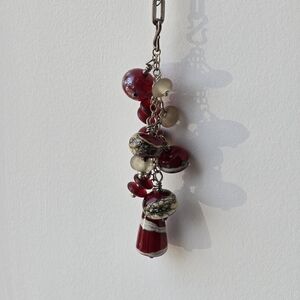 Handmade Vintage Chic Red and Silver Beaded Necklace